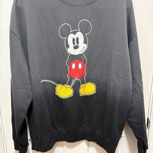 Disney Men's Black Crewneck Sweater with Mickey Mouse